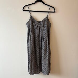 Silk Gray Sleeveless Dress with Pattern